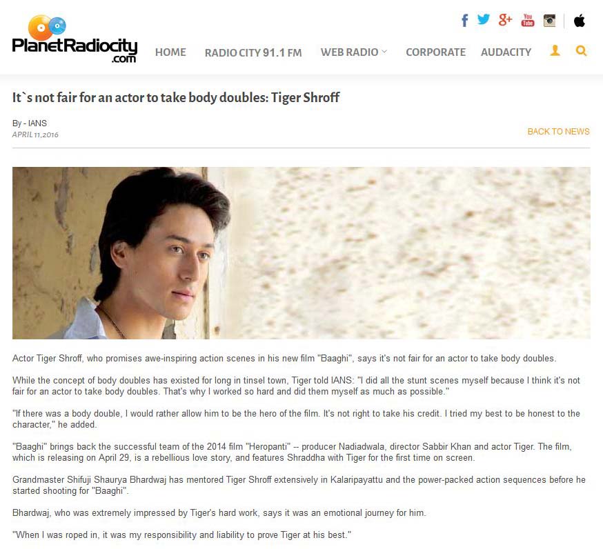 Its not fair for an actor to take body doubles: Tiger Shroff